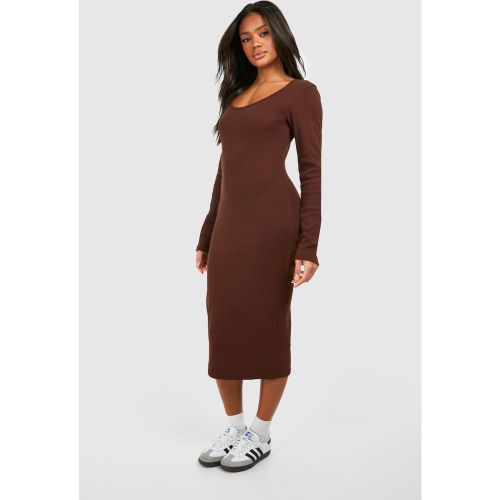 Robe Mi-Longue Côtelée À Col Rond - 42 - boohoo - Modalova
