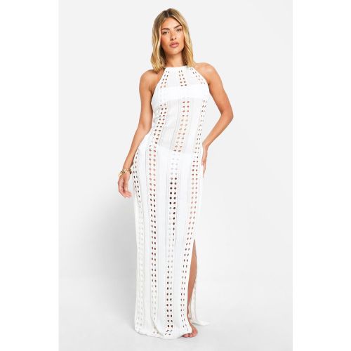 Robe Longue De Plage En Crochet À Dos Nu - L - boohoo - Modalova