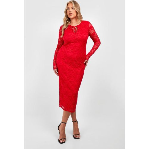 Grande Taille - Robe Mi-Longue En Dentelle À Découpe - 44 - boohoo - Modalova