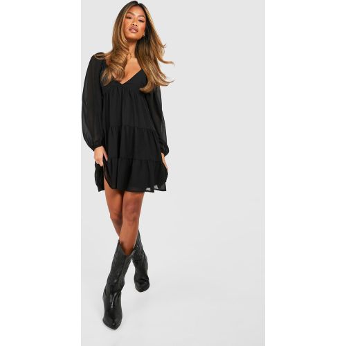 Robe Babydoll Courte En Mousseline De Soie - 36 - boohoo - Modalova