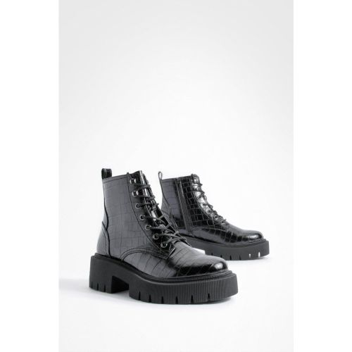 Bottines Croco À Plateforme - 41 - boohoo - Modalova
