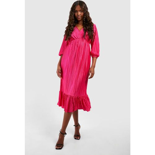 Robe Mi-Longue Plissée À Manches Bouffantes - 36 - boohoo - Modalova