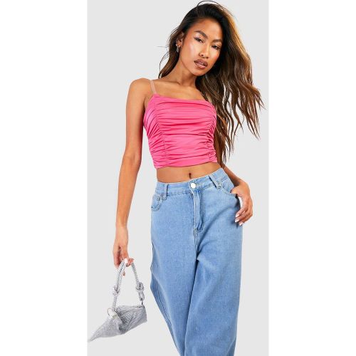 Crop Top Froncé Soyeux - 40 - boohoo - Modalova