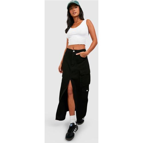 Petite" - Jupe Longue En Jean Style Cargo - 38 - boohoo - Modalova
