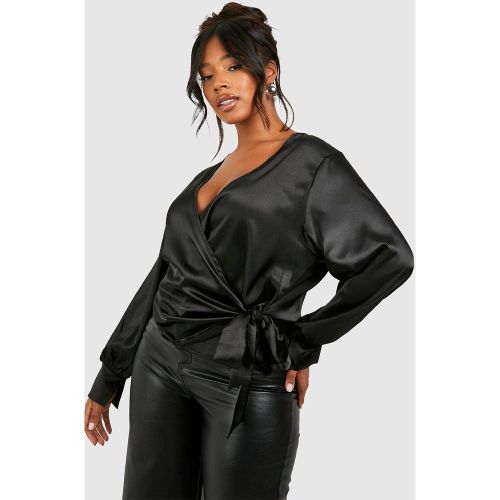 Grande Taille - Blouse Cache-Cœur Satinée - 44 - boohoo - Modalova
