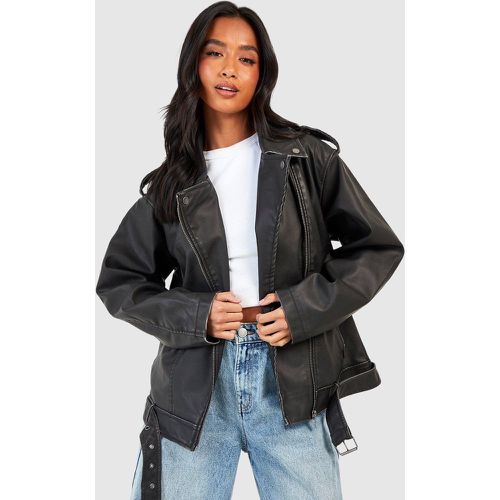 Petite" - Veste Biker Oversize En Synthétique - 38 - boohoo - Modalova