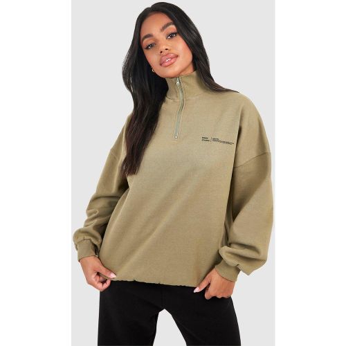 Sweat Oversize Zippé À Slogan - S - boohoo - Modalova