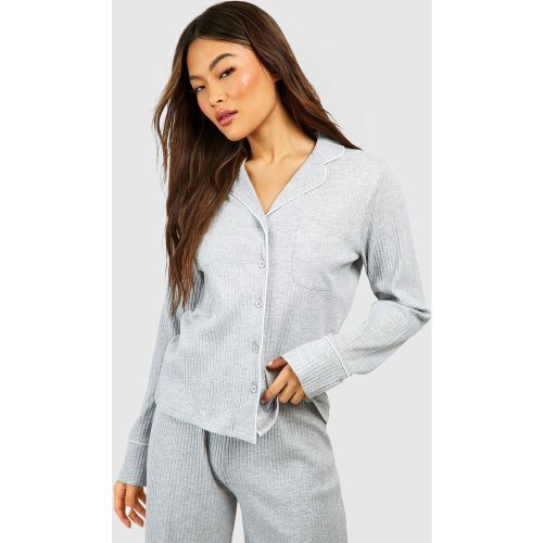 Chemise Côtelée Boutonnée À Manches Longues - 44 - boohoo - Modalova