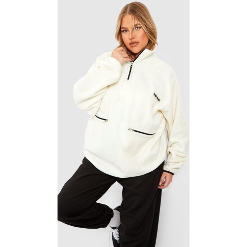 Grande Taille - Sweat Oversize En Polaire À Col Zippé - 50 - boohoo - Modalova