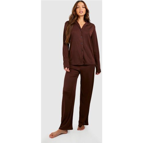 Tall" - Chemise De Pyjama Côtelée À Manches Longues - 42 - boohoo - Modalova