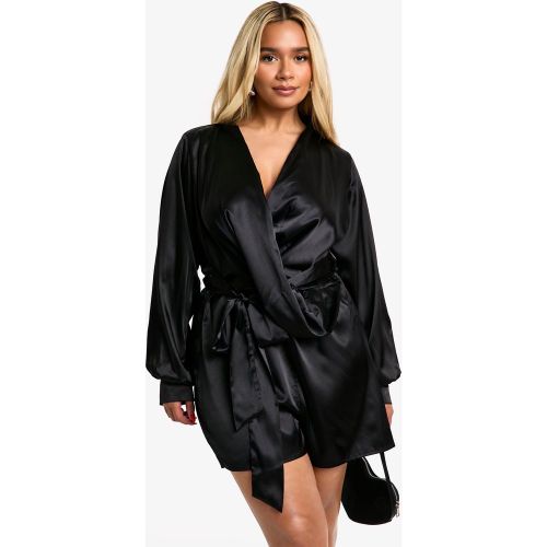 Grande Taille - Combishort Ample Satiné - 56 - boohoo - Modalova