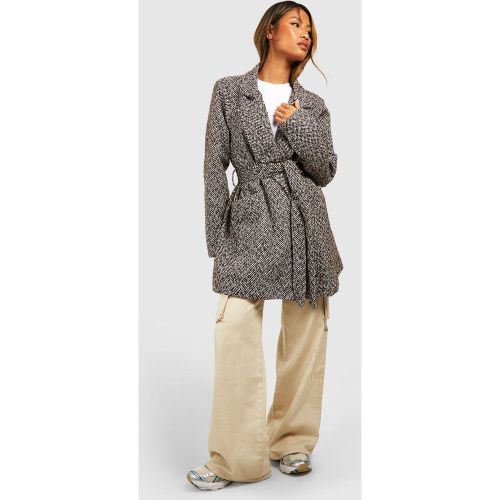 Manteau À Ceinture Et Chevrons - 42 - boohoo - Modalova