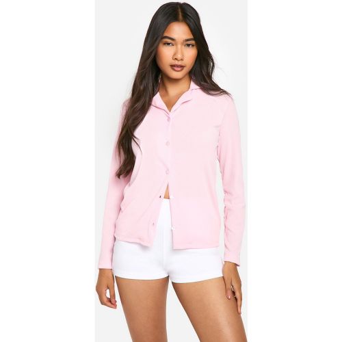 Chemise De Pyjama Côtelée Boutonnée - 34 - boohoo - Modalova