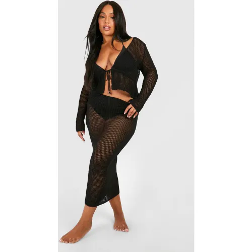 Grande Taille - Ensemble Avec Top À Manches Longues Et Jupe - 44 - boohoo - Modalova