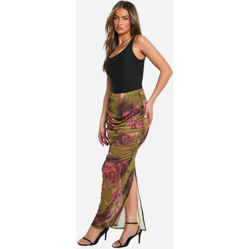 Jupe Longue Froncée Fleurie En Mesh - 34 - boohoo - Modalova