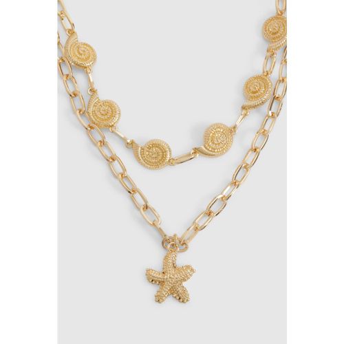 Shell & Starfish Detailed Chunky Chain Necklace - boohoo - Modalova