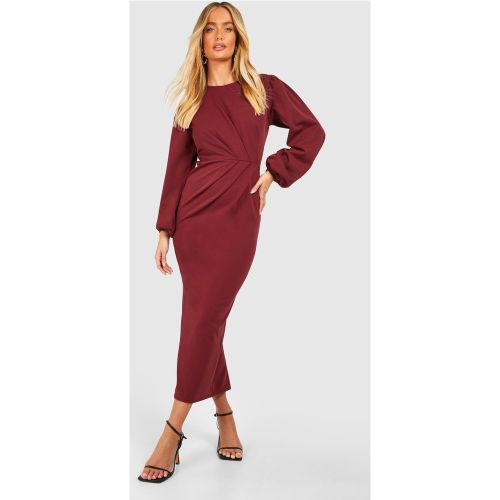 Robe Longue Drapée En Tissu Crêpe À Manches Volumineuses - -- - 40, - boohoo - Modalova