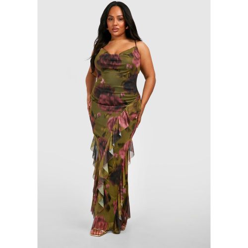 Grande Taille - Robe Longue Fleurie À Volants - 44 - boohoo - Modalova