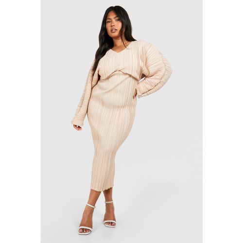 Grande Taille - Robe Mi-Longue Plissée À Manches Chauve-Souris - 44 - boohoo - Modalova
