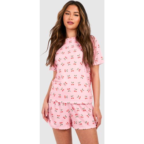 Ensemble De Pyjama À Imprimé Cerise Avec Short - 34 - boohoo - Modalova