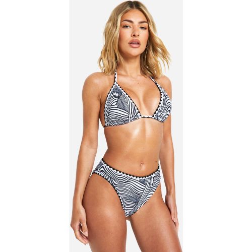 Bikini À Imprimé Marbre Et Coutures Contrastantes - 40 - boohoo - Modalova