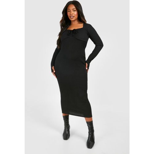 Grande Taille - Robe Mi-Longue Texturée Nouée - 44 - boohoo - Modalova