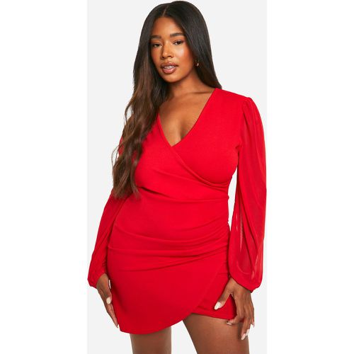 Grande Taille - Robe Portefeuille En Mesh - 44 - boohoo - Modalova