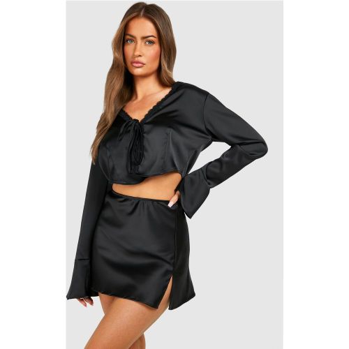 Blouse Nouée À Détails En Dentelle - 34 - boohoo - Modalova