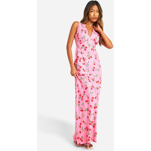 Robe Nuisette À Col V Et Imprimé Cerise - 42 - boohoo - Modalova