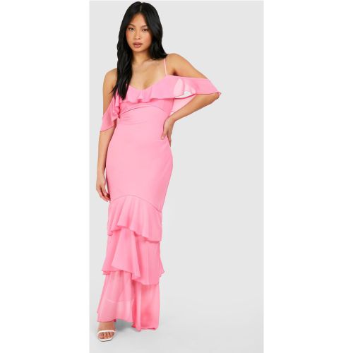 Petite" - Robe Longue En Mousseline De Soie À Volants - 40 - boohoo - Modalova
