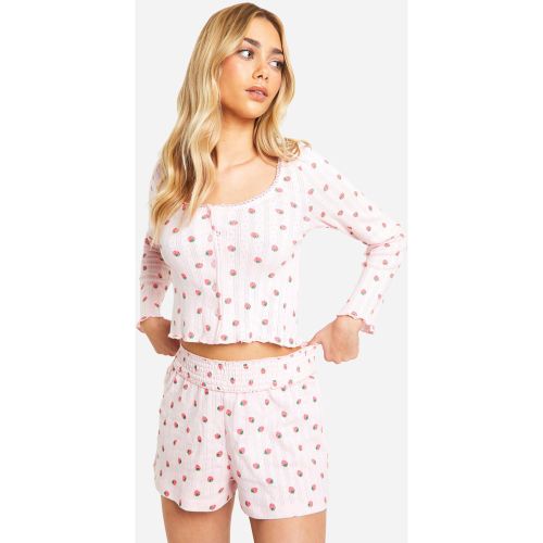 Ensemble De Pyjama À Motif Fraises - 38 - boohoo - Modalova