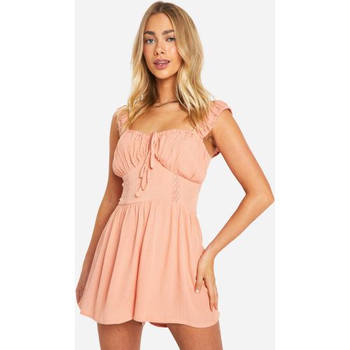 Combishort Ample En Coton À Broderies - 36 - boohoo - Modalova