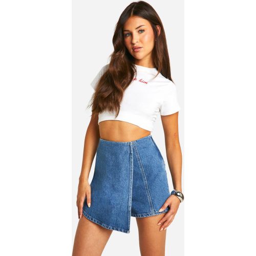 Jupe-Short En Jean À Détail Cache-Cœur - 34 - boohoo - Modalova