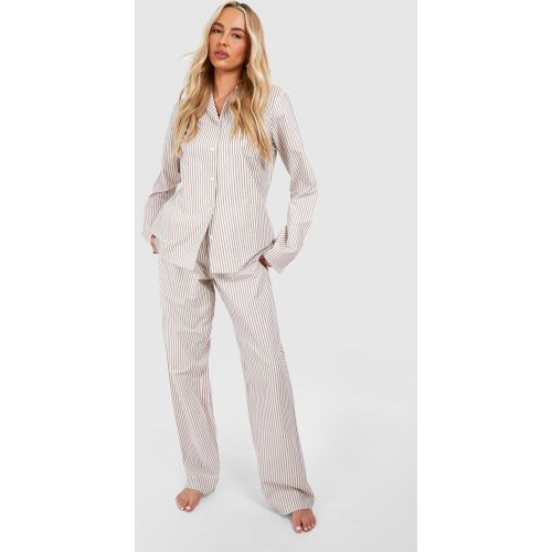 Tall" - Ensemble De Pyjama Rayé En Popeline - 44 - boohoo - Modalova