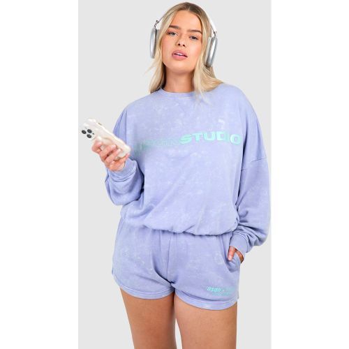 Grande Taille - Short De Jogging Délavé À Slogan Dsgn Studio - 44 - boohoo - Modalova