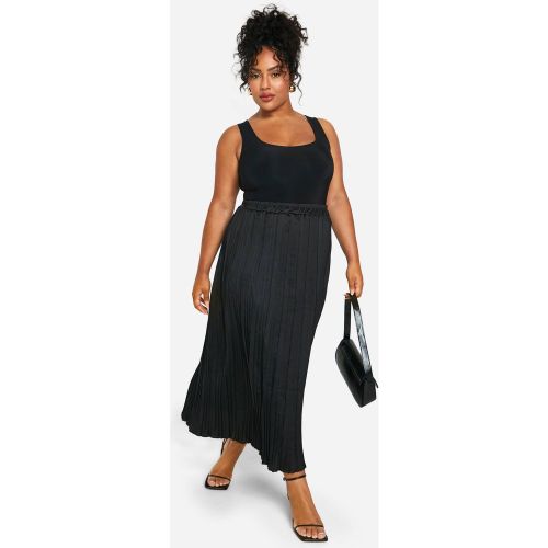 Grande Taille - Jupe Longue Plissée Satinée - 46 - boohoo - Modalova