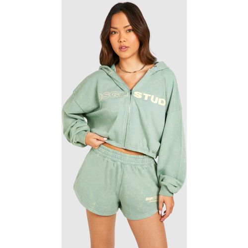 Sweat À Capuche Oversize Zippé Délavé - S - boohoo - Modalova