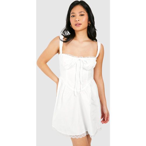 Petite" Cotton Strappy Milkmaid Mini Dress - boohoo - Modalova