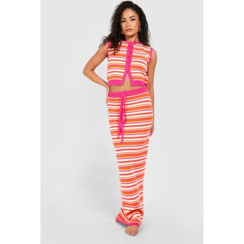 Petite" - Jupe Longue Rayée En Maille - L - boohoo - Modalova