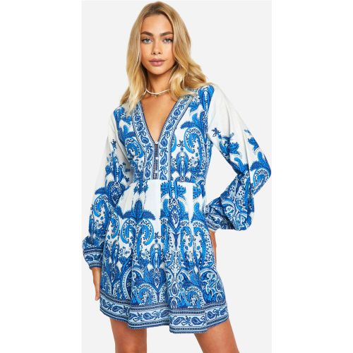 Robe Babydoll À Imprimé Cachemire - 38 - boohoo - Modalova