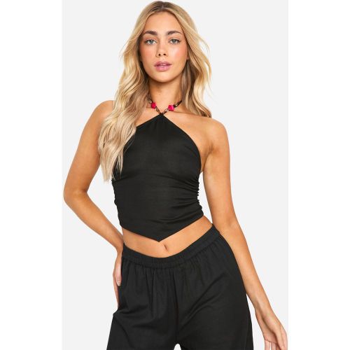 Crop Top Dos Nu À Bretelles En Perles - 34 - boohoo - Modalova