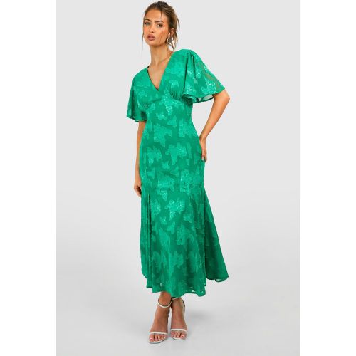 Robe Mi-Longue Fleurie À Manches Courtes - 40 - boohoo - Modalova