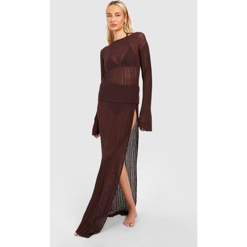 Tall" - Ensemble En Crochet Avec Top Noué Et Jupe Longue Fendue - 36 - boohoo - Modalova