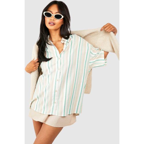 Chemise Oversize Rayée En Lin À Manches Courtes - 38 - boohoo - Modalova