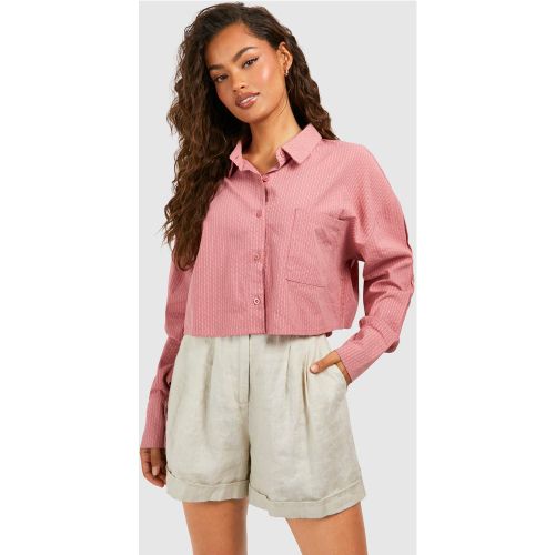 Chemise Rayée Oversize Courte - 34 - boohoo - Modalova