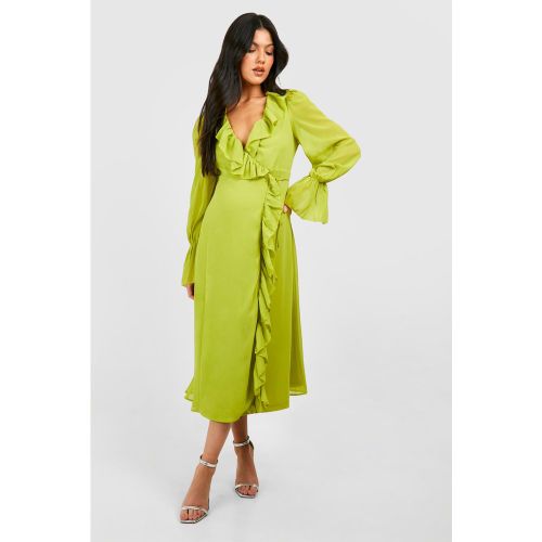 Maternité - Robe De Grossesse Portefeuille À Volants - 38 - boohoo - Modalova