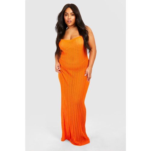 Grande Taille - Robe Longue En Crochet À Col Bénitier - 44 - boohoo - Modalova