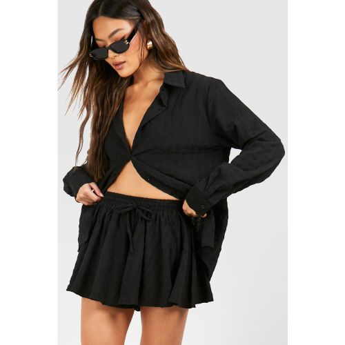 Ensemble Texturé Avec Chemise Oversize Et Short Flare - 34 - boohoo - Modalova