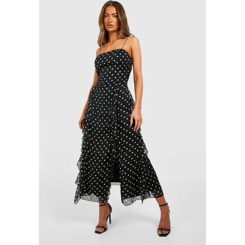 Robe Mi-Longue Plissée À Pois - 38 - boohoo - Modalova