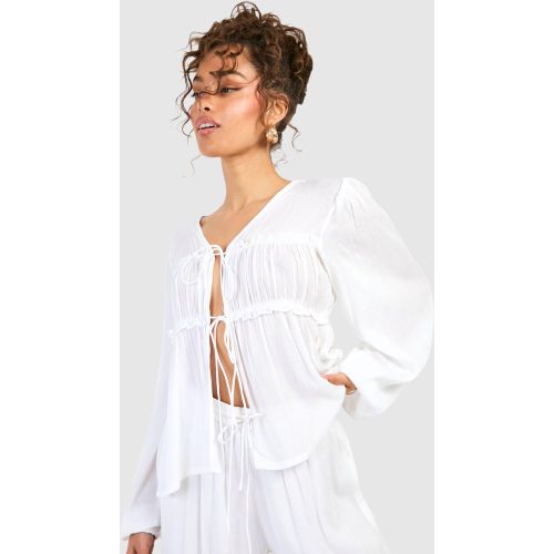 Blouse À Col V Et Manches Longues - 34 - boohoo - Modalova
